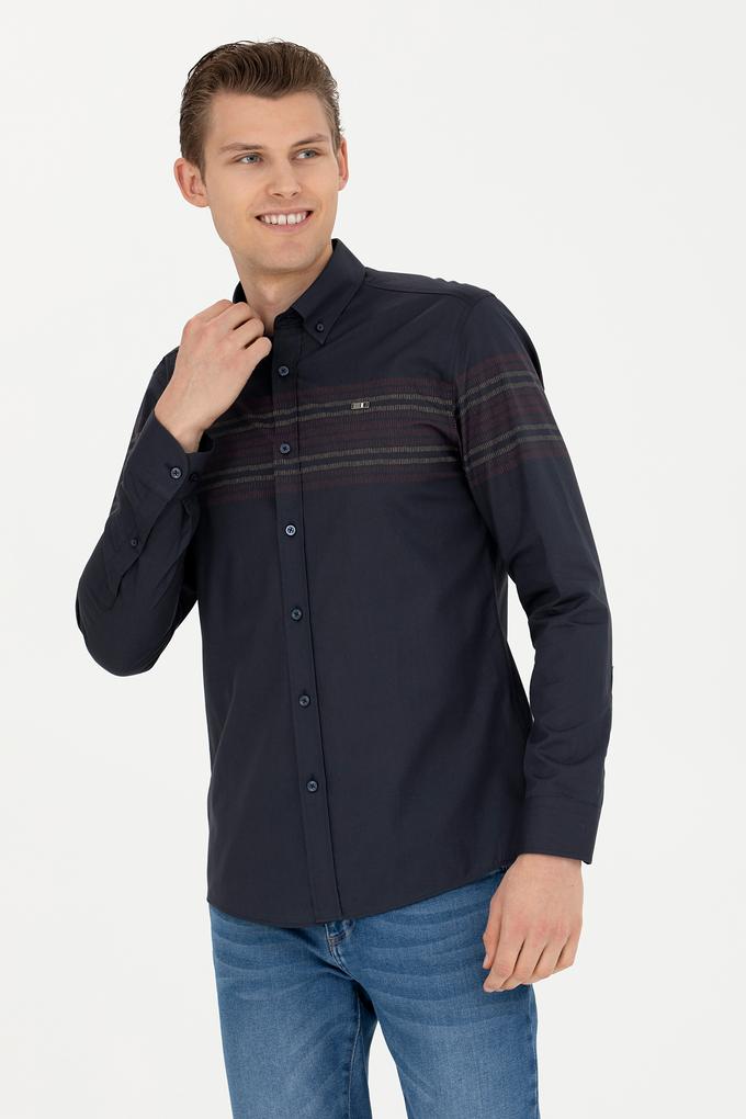 Erkek Lacivert Uzun Kollu Gömlek