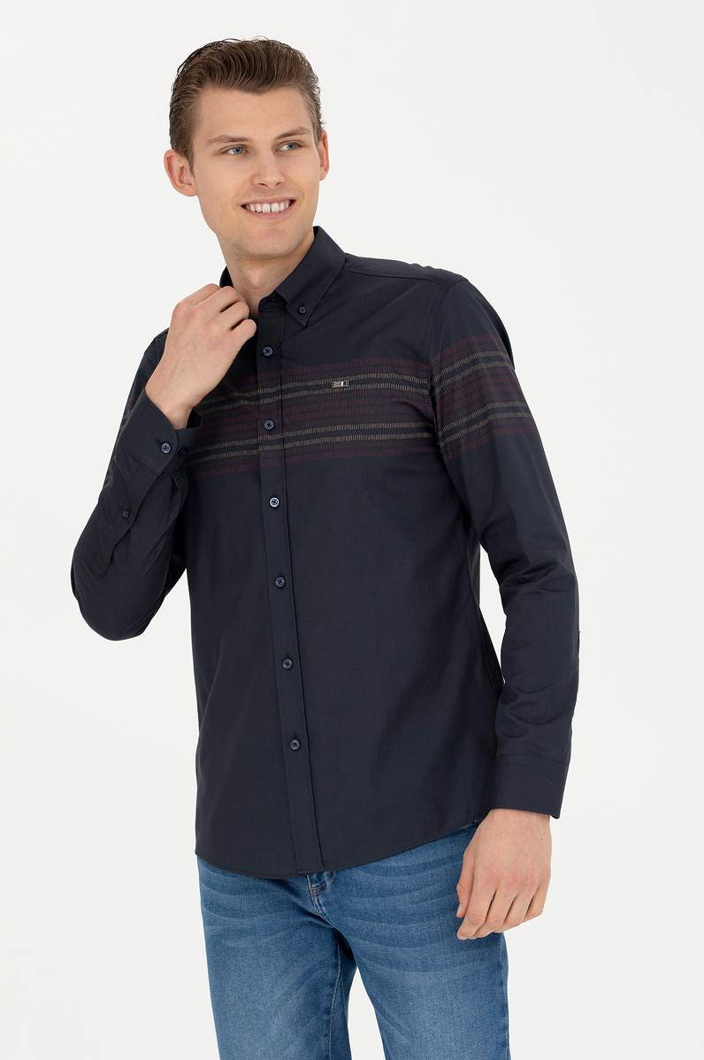 Erkek Lacivert Uzun Kollu Gömlek