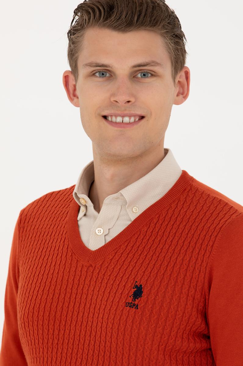 Erkek Kiremit V Yaka Kazak