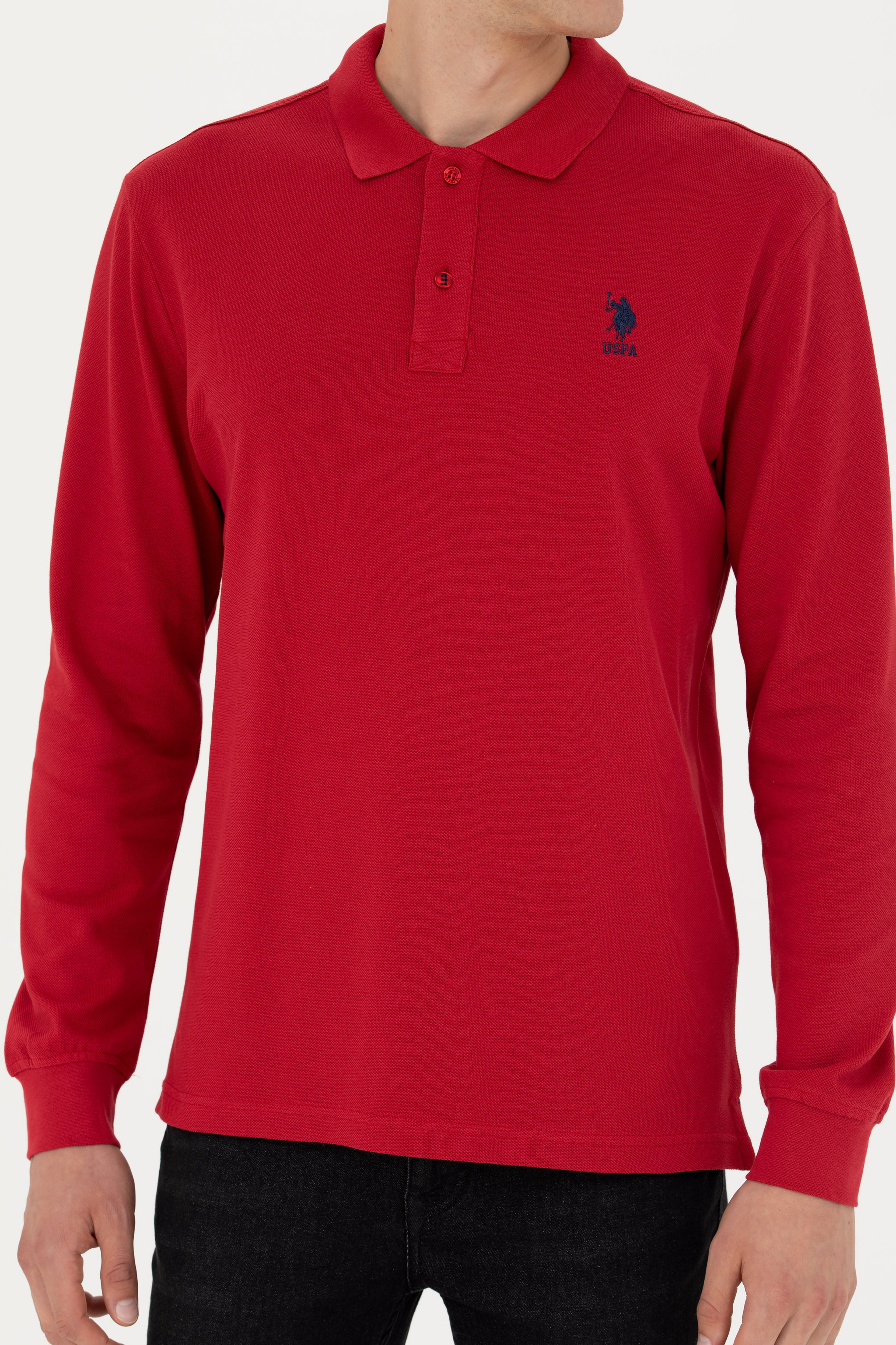 Erkek Kırmızı Basic Sweatshirt - Image 6