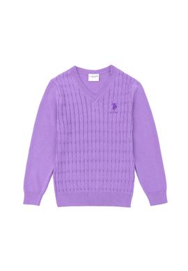 Kız Çocuk Lila Basic Kazak - 50255649009