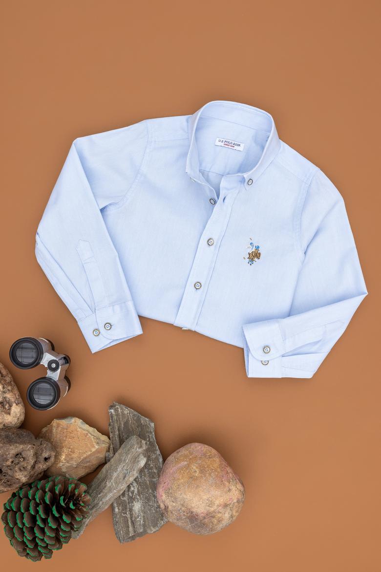 Erkek Çocuk Açık Mavi Uzun Kollu Basic Gömlek