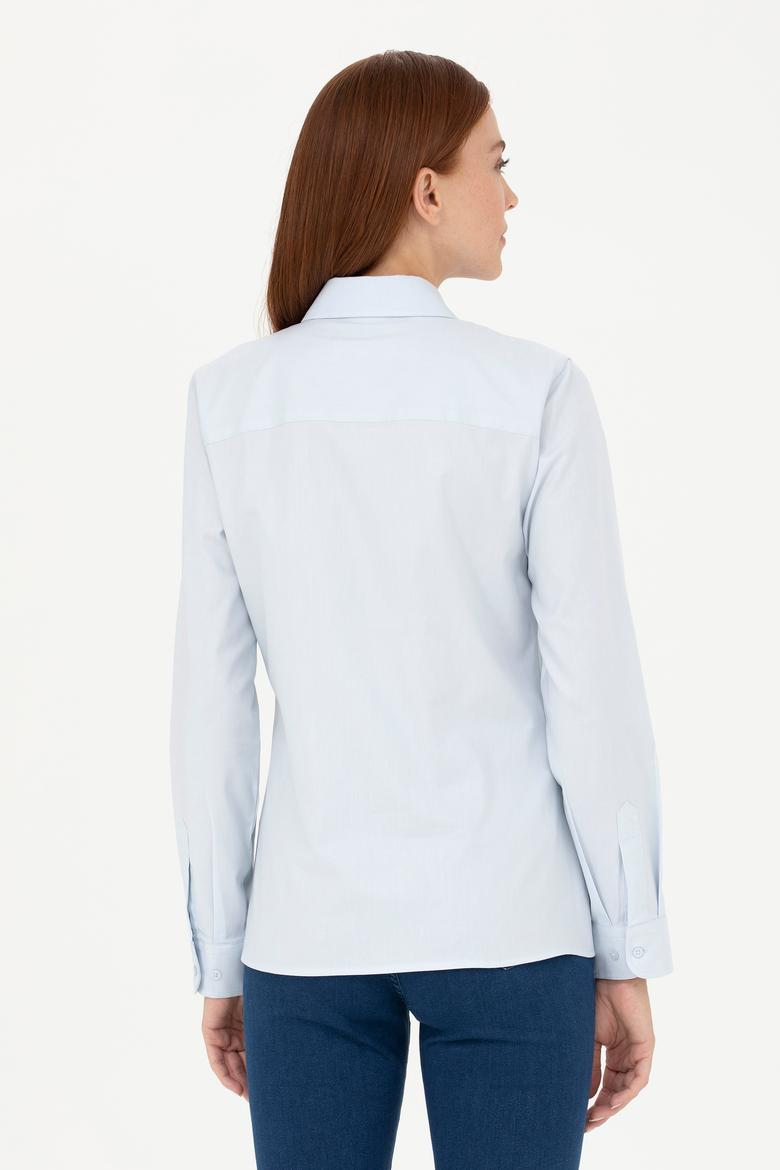 Kadın Açık Mavi Uzun Kollu Basic Gömlek - 50271268012
