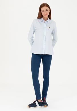 Kadın Açık Mavi Uzun Kollu Basic Gömlek - 50271268012