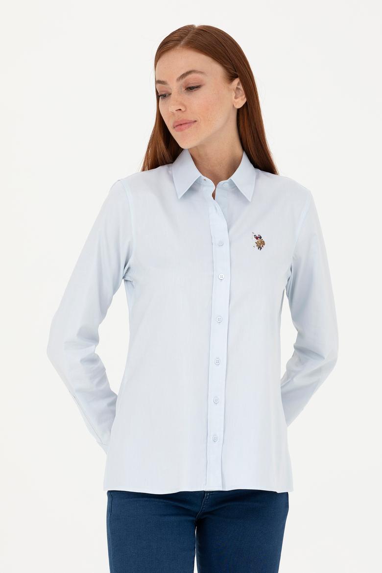 Kadın Açık Mavi Uzun Kollu Basic Gömlek - 50271268012