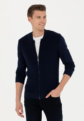 Erkek Lacivert Basic Triko Hırka - 50277107009