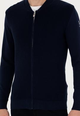 Erkek Lacivert Basic Triko Hırka - 50277107009