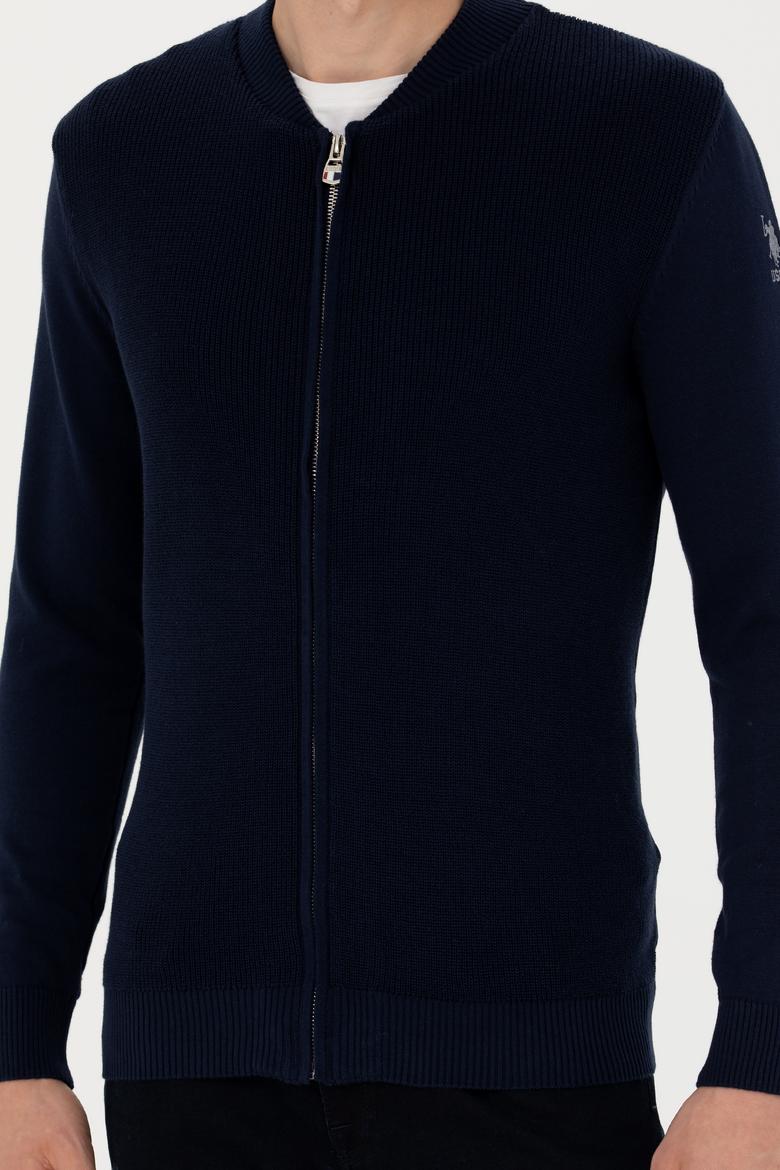 Erkek Lacivert Basic Triko Hırka - 50277107009