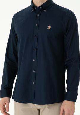 Erkek Lacivert Uzun Kollu Basic Gömlek - 50271277023