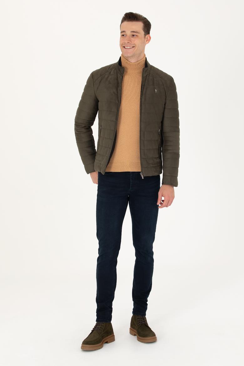 Erkek Haki Deri Ceket - 50278975002