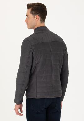 Erkek Gri Deri Ceket - 50278975020