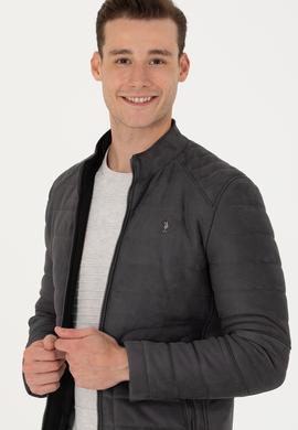 Erkek Gri Deri Ceket - 50278975020