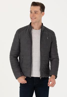 Erkek Gri Deri Ceket - 50278975020