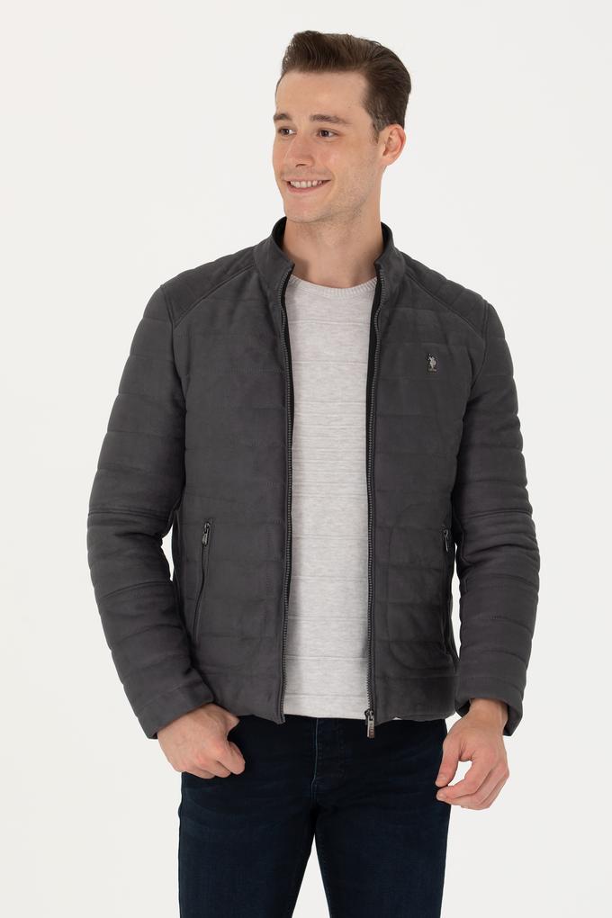 Erkek Gri Deri Ceket