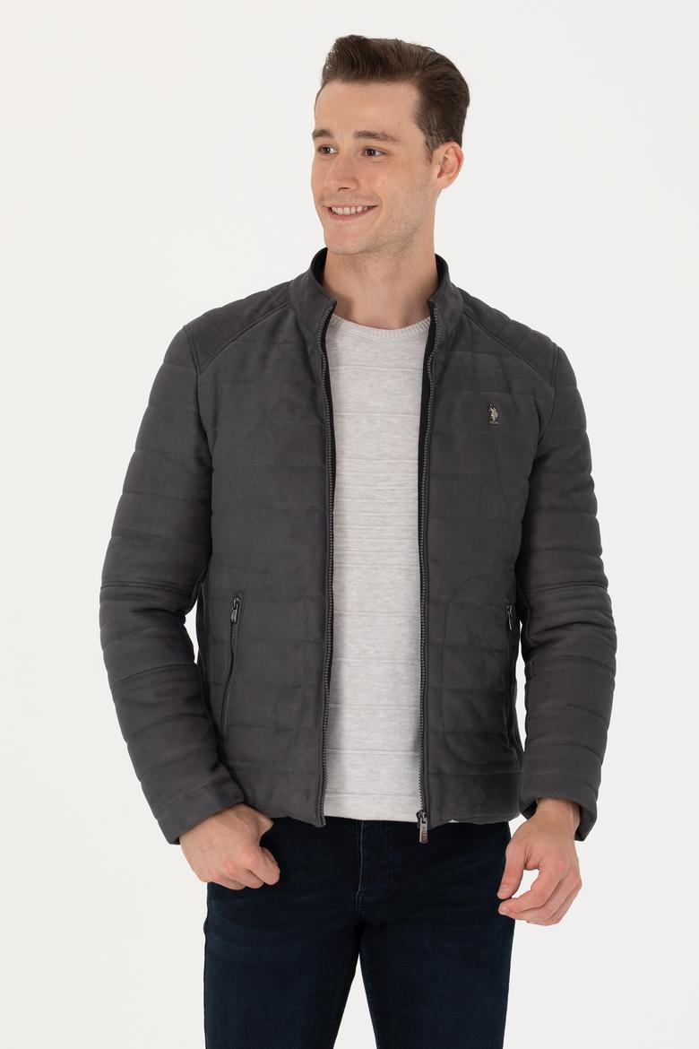 Erkek Gri Deri Ceket