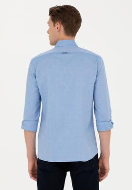 Erkek Saks Uzun Kollu Basic Gömlek - 50271276036
