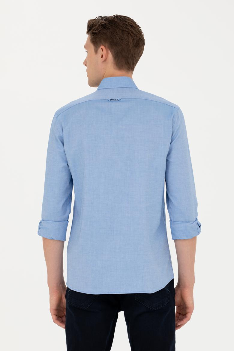 Erkek Saks Uzun Kollu Basic Gömlek - 50271276036