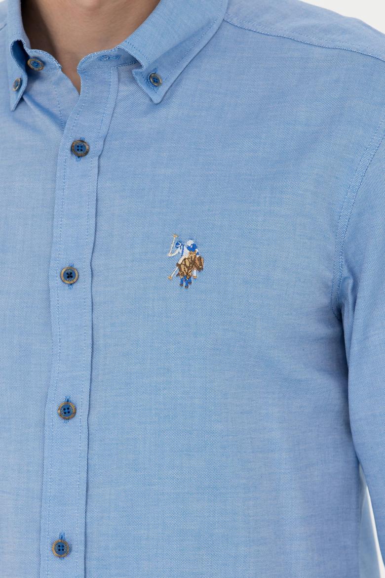 Erkek Saks Uzun Kollu Basic Gömlek - 50271276036