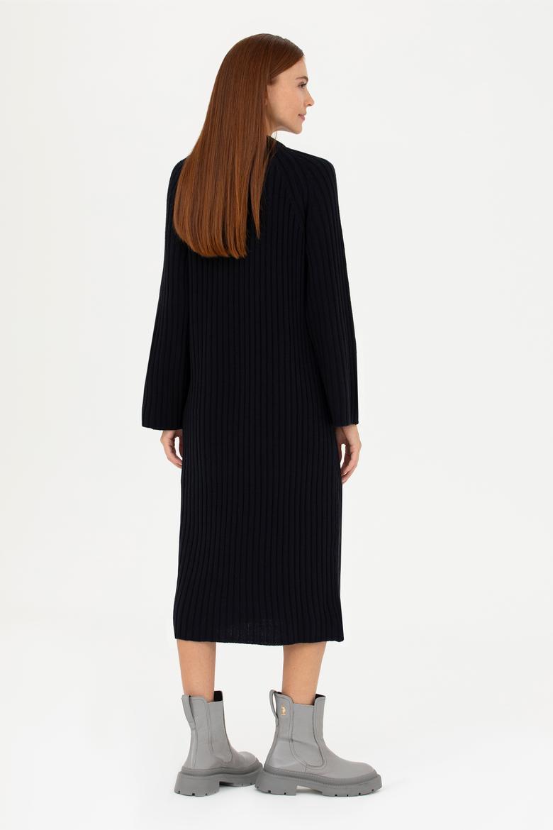 Kadın Lacivert Bisiklet Yaka Triko Elbise - 50277304004