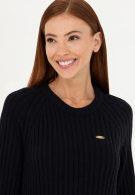 Kadın Lacivert Bisiklet Yaka Triko Elbise - 50277304004