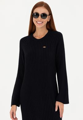 Kadın Lacivert Bisiklet Yaka Triko Elbise - 50277304004