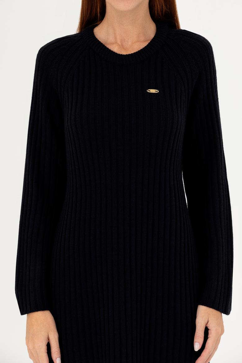 Kadın Lacivert Bisiklet Yaka Triko Elbise - 50277304004