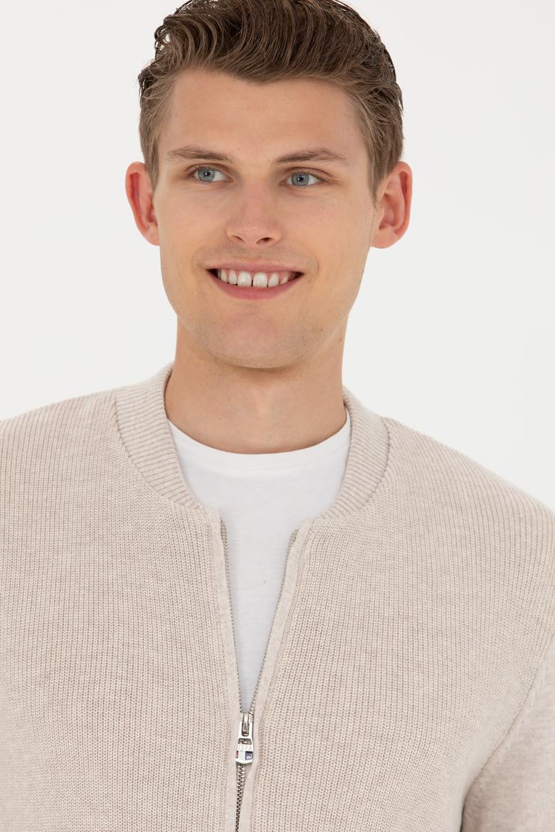 Erkek Taş Melanj Basic Triko Hırka - 50277107015