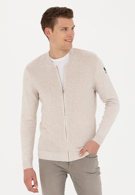 Erkek Taş Melanj Basic Triko Hırka - 50277107015