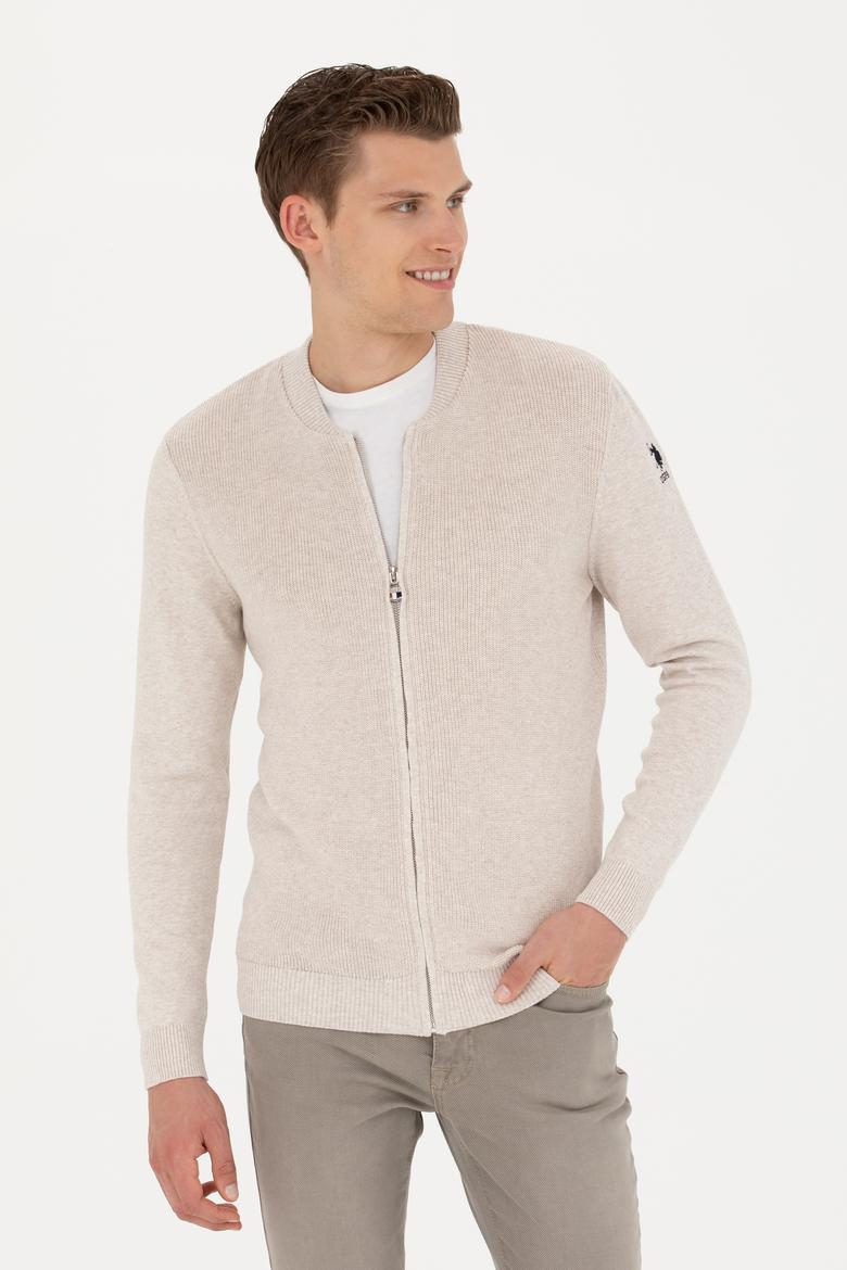 Erkek Taş Melanj Basic Triko Hırka