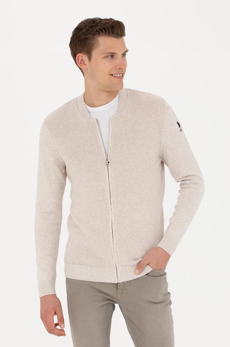 Erkek Taş Melanj Basic Triko Hırka