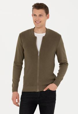 Erkek Haki Basic Triko Hırka - 50277107026