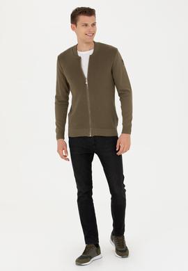 Erkek Haki Basic Triko Hırka - 50277107026