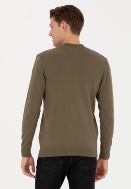 Erkek Haki Basic Triko Hırka - 50277107026