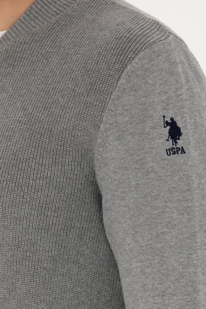 Erkek Gri Melanj Basic Triko Hırka - 50277107046