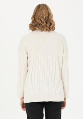 Kadın Krem Balıkçı Yaka Kazak - 50277293029