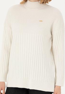 Kadın Krem Balıkçı Yaka Kazak - 50277293029