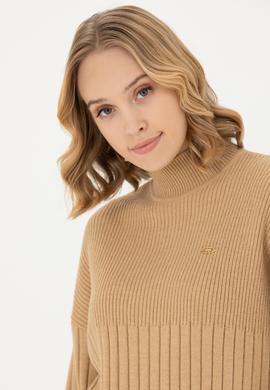 Kadın Kum Melanj Balıkçı Yaka Kazak - 50277293025