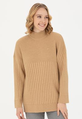 Kadın Kum Melanj Balıkçı Yaka Kazak - 50277293025