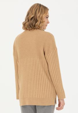 Kadın Kum Melanj Balıkçı Yaka Kazak - 50277293025