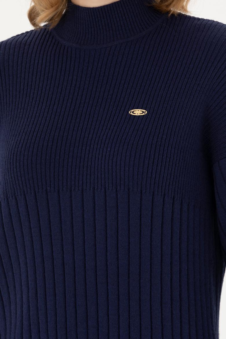 Kadın Lacivert Balıkçı Yaka Kazak - 50277293045