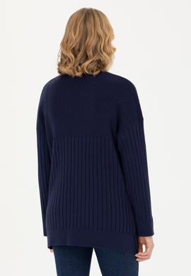 Kadın Lacivert Balıkçı Yaka Kazak - 50277293045