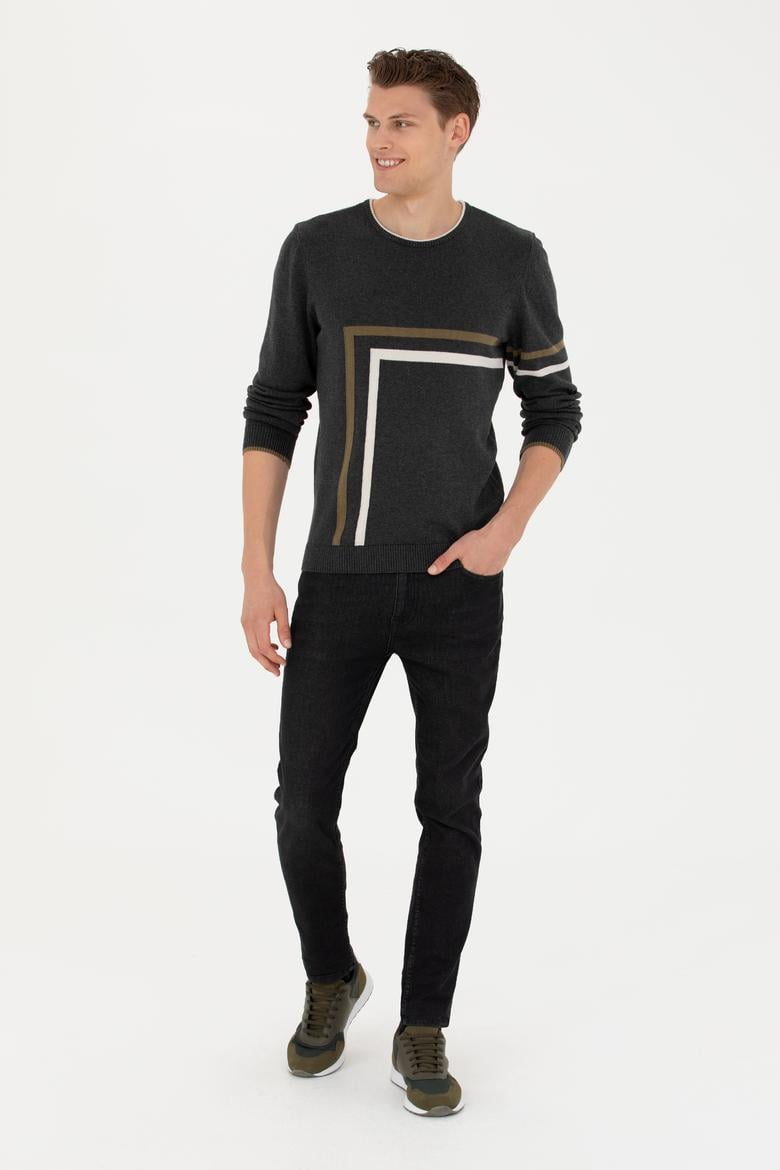 Erkek Antrasit Melanj Kazak - 50277121007