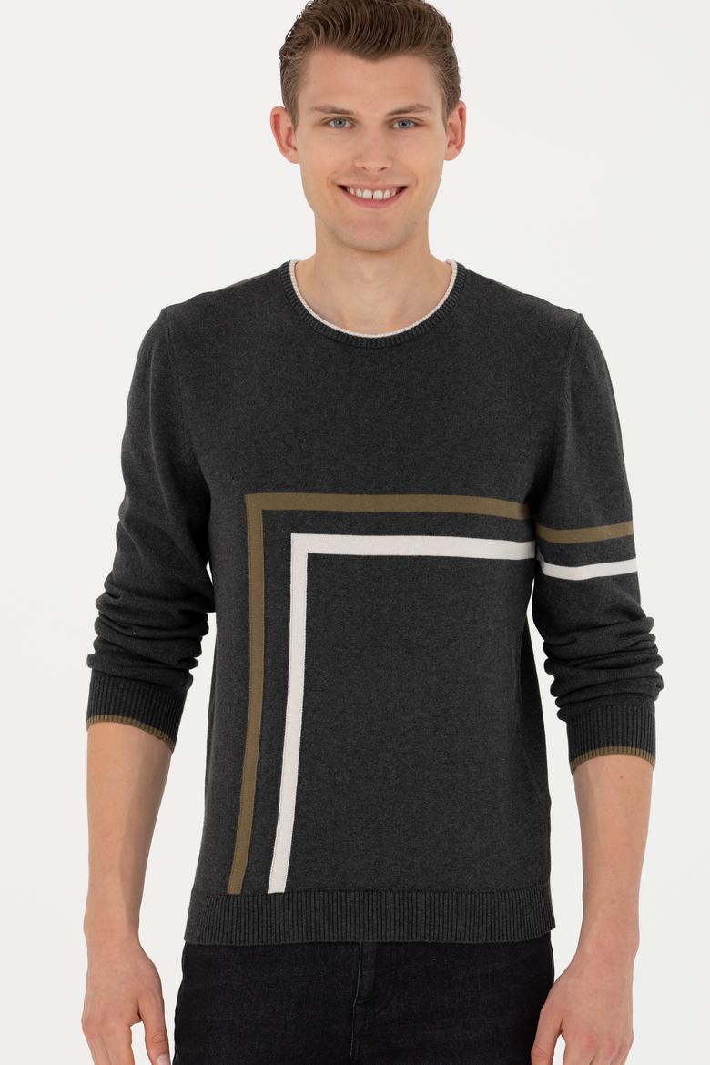 Erkek Antrasit Melanj Kazak - 50277121007