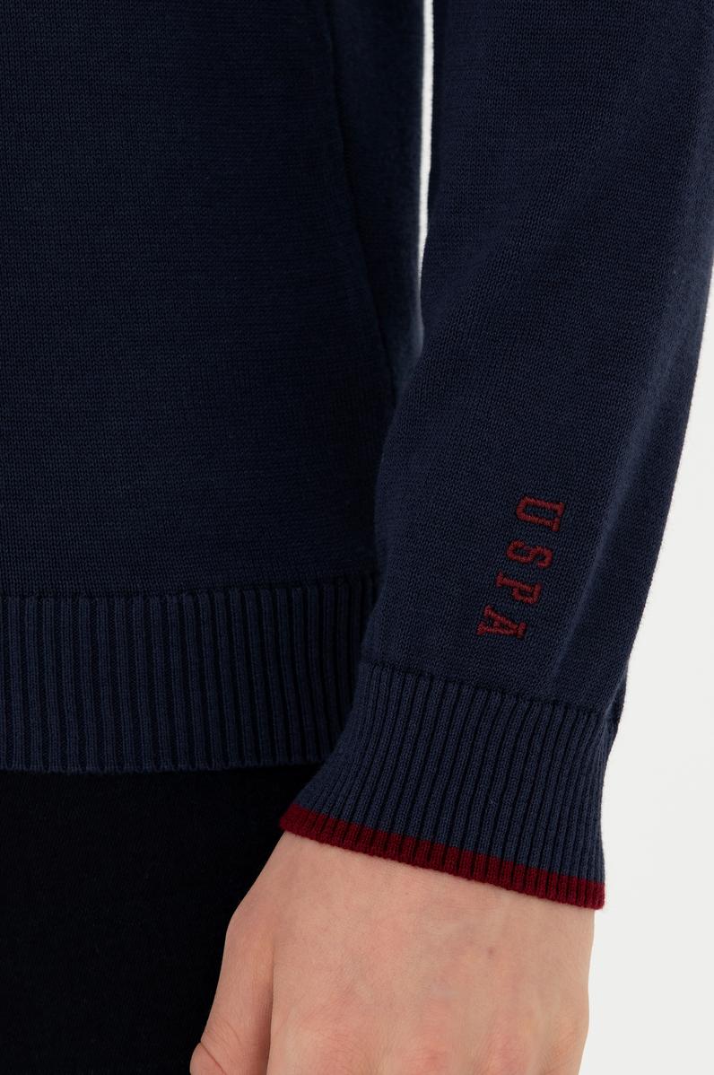 Erkek Lacivert Bisiklet Yaka Kazak