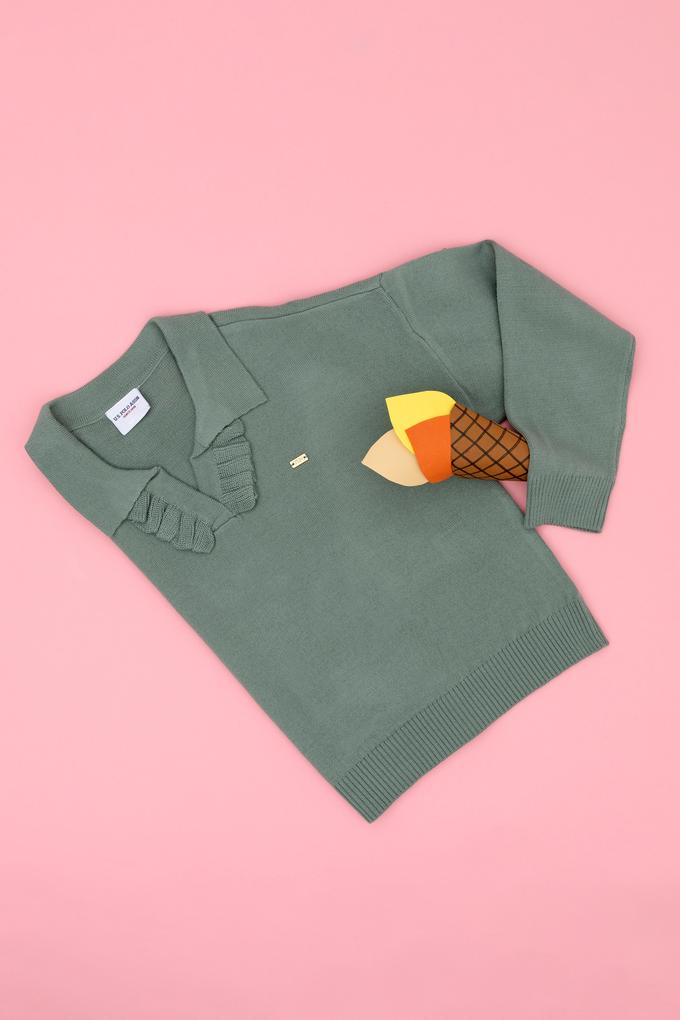 Kız Çocuk Mint Kazak