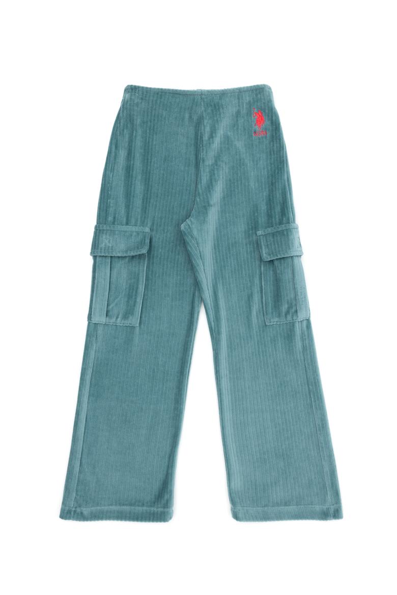 Kız Çocuk Mint Kadife Fitilli Cep Detaylı Eşofman Altı - 50272419028