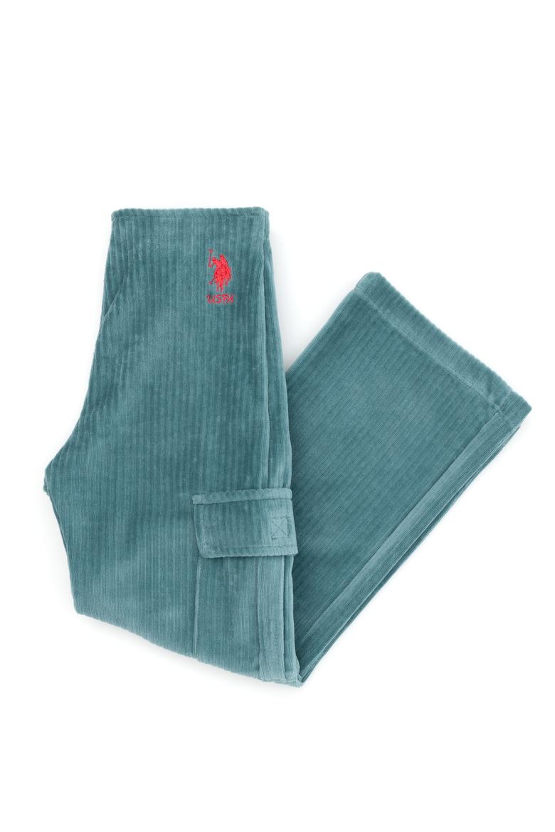 Kız Çocuk Mint Kadife Fitilli Cep Detaylı Eşofman Altı - 50272419028