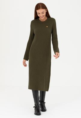 Kadın Haki Bisiklet Yaka Triko Elbise - 50277304011