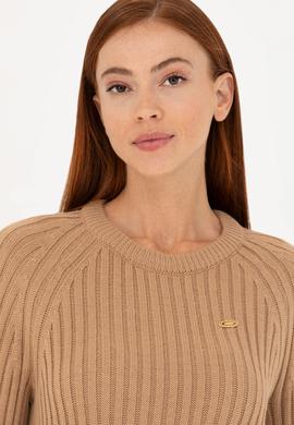 Kadın Kum Bisiklet Yaka Triko Elbise - 50277304019