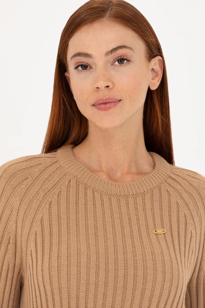 Kadın Kum Bisiklet Yaka Triko Elbise - 50277304019